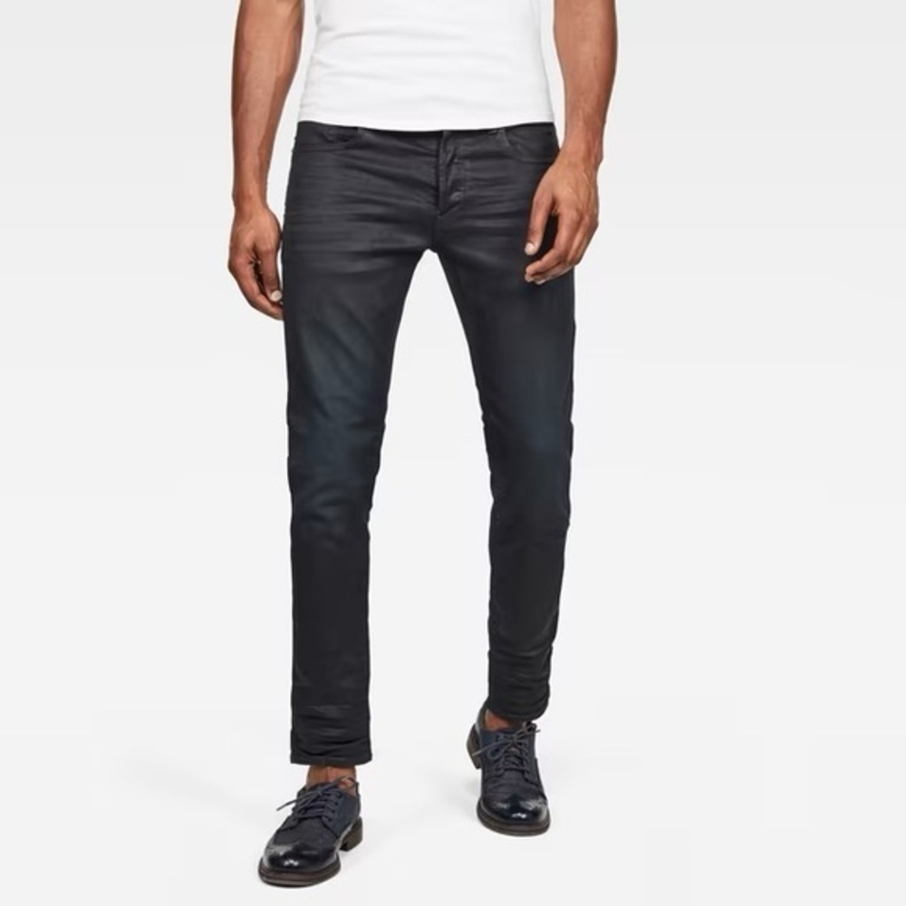 G Star 3301 straight waxed blue jeans SZ 27x 32